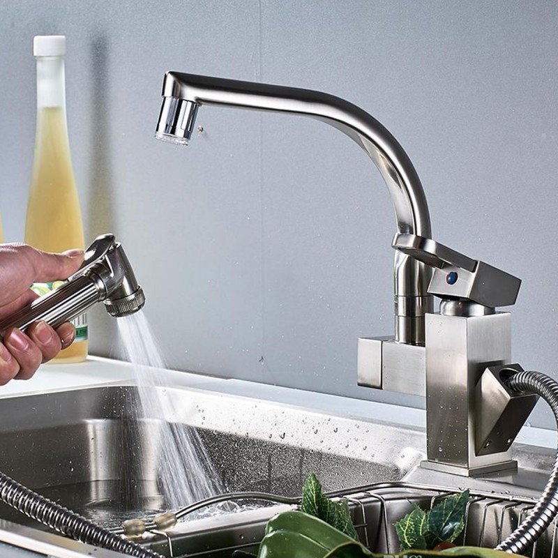 Grifería de Cocina Gourmet Monocomando Cromada Canilla duchador